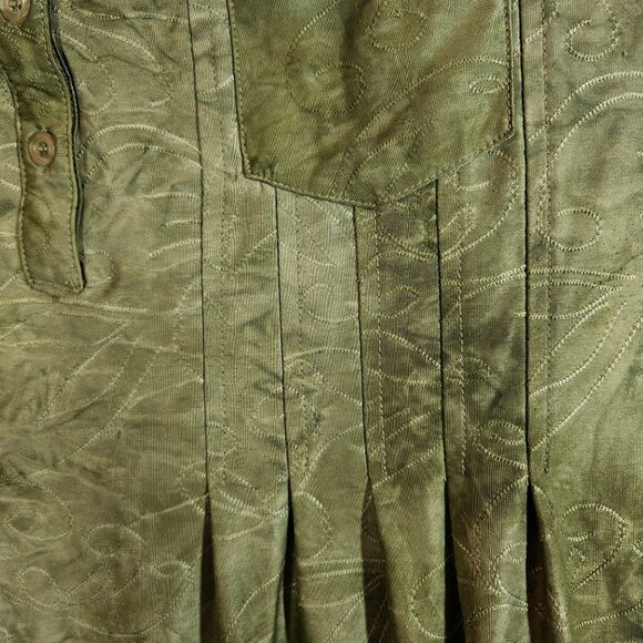 Shannon Ford Tunic Top Womens 2X Green Short Sleeve Pleated flowy slinky office - Picture 4 of 12